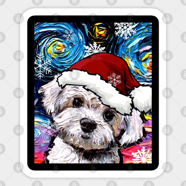 Maltipoo Santa Sticker by sagittariusgallery